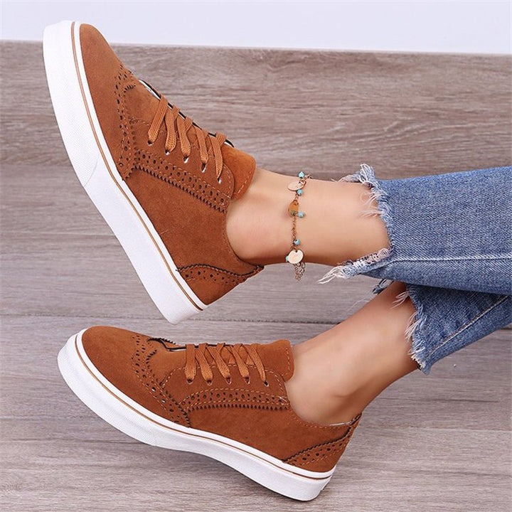 Damen Schnürer-Plateau-Sneaker im Brogue-Stil mit Komfortfußbett Mune Fashion