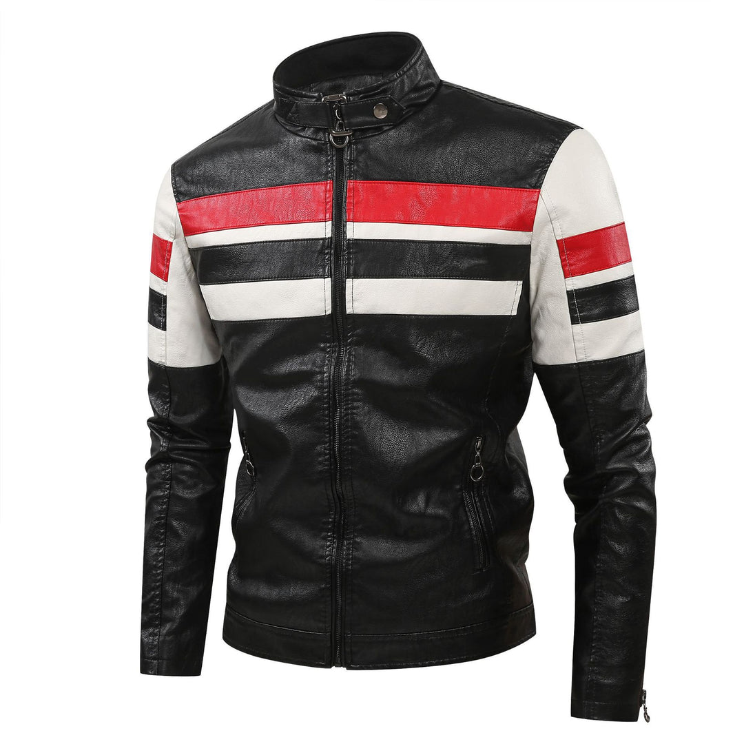 Men's sporty artificial leather jacket with zipper Mune Fashion