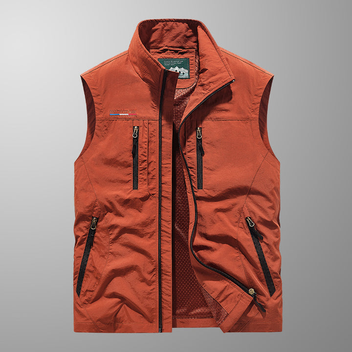 Men's Multifunctional Outdoor Utility Vest with Mesh Lining and Numerous Pockets Mune Fashion