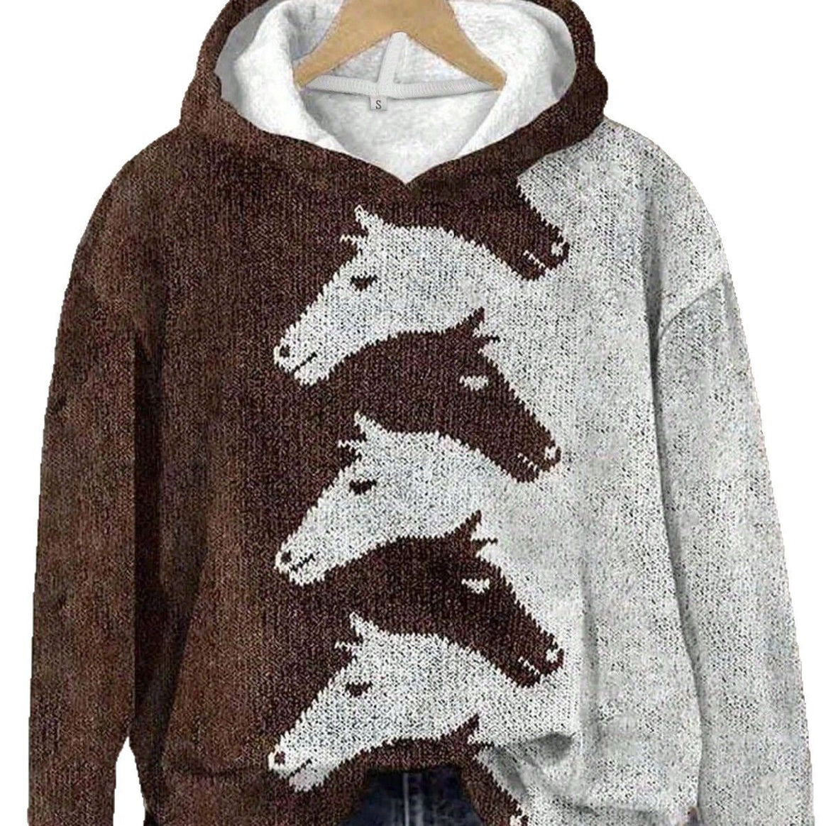 Women's Hoodie with Creative Horse Pattern and Comfortable Fit Mune