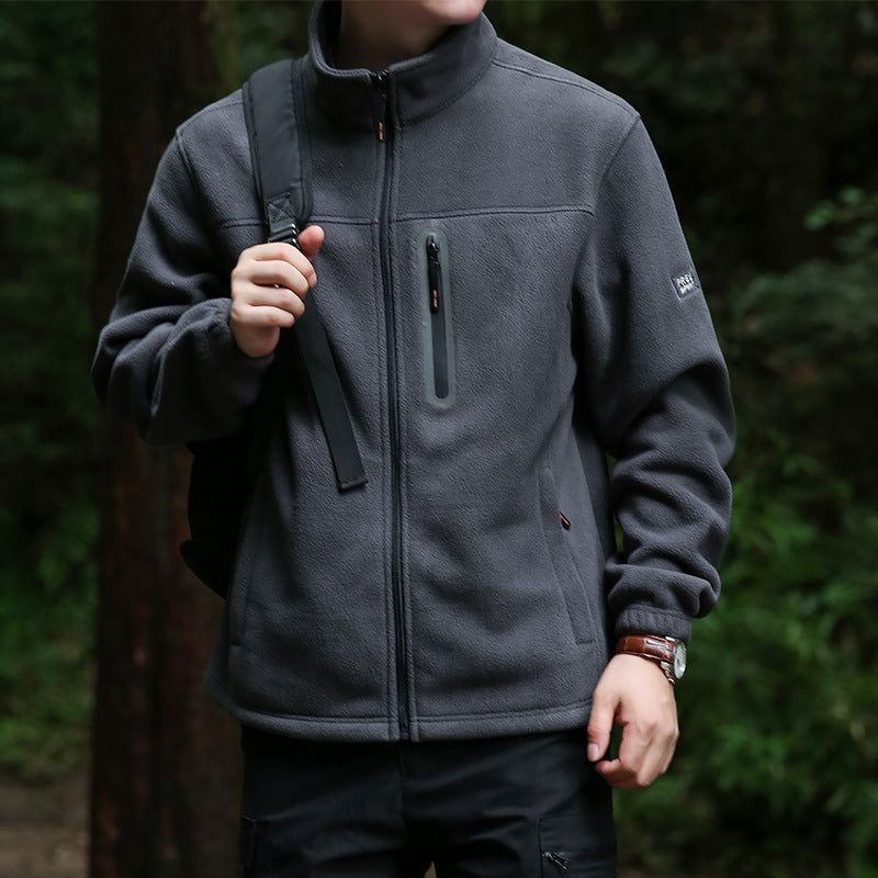 Men's fleece outdoor jacket with full zip, high collar, and water-repellent zip pocket Mune Fashion