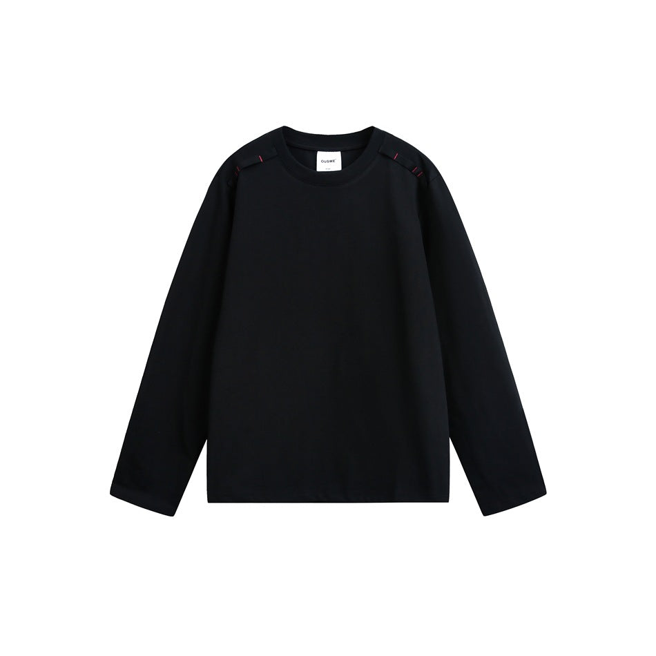 Unisex Long Sleeve Oversized T-Shirt with Crew Neck and Decorative Shoulder Detail Mune Fashion