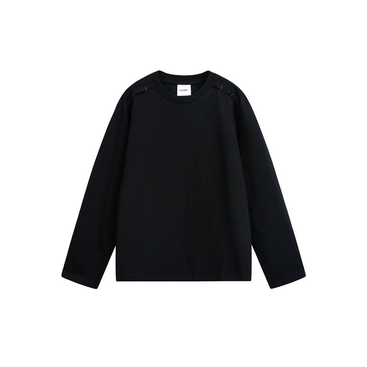 Unisex Long Sleeve Oversized T-Shirt with Crew Neck and Decorative Shoulder Detail Mune Fashion