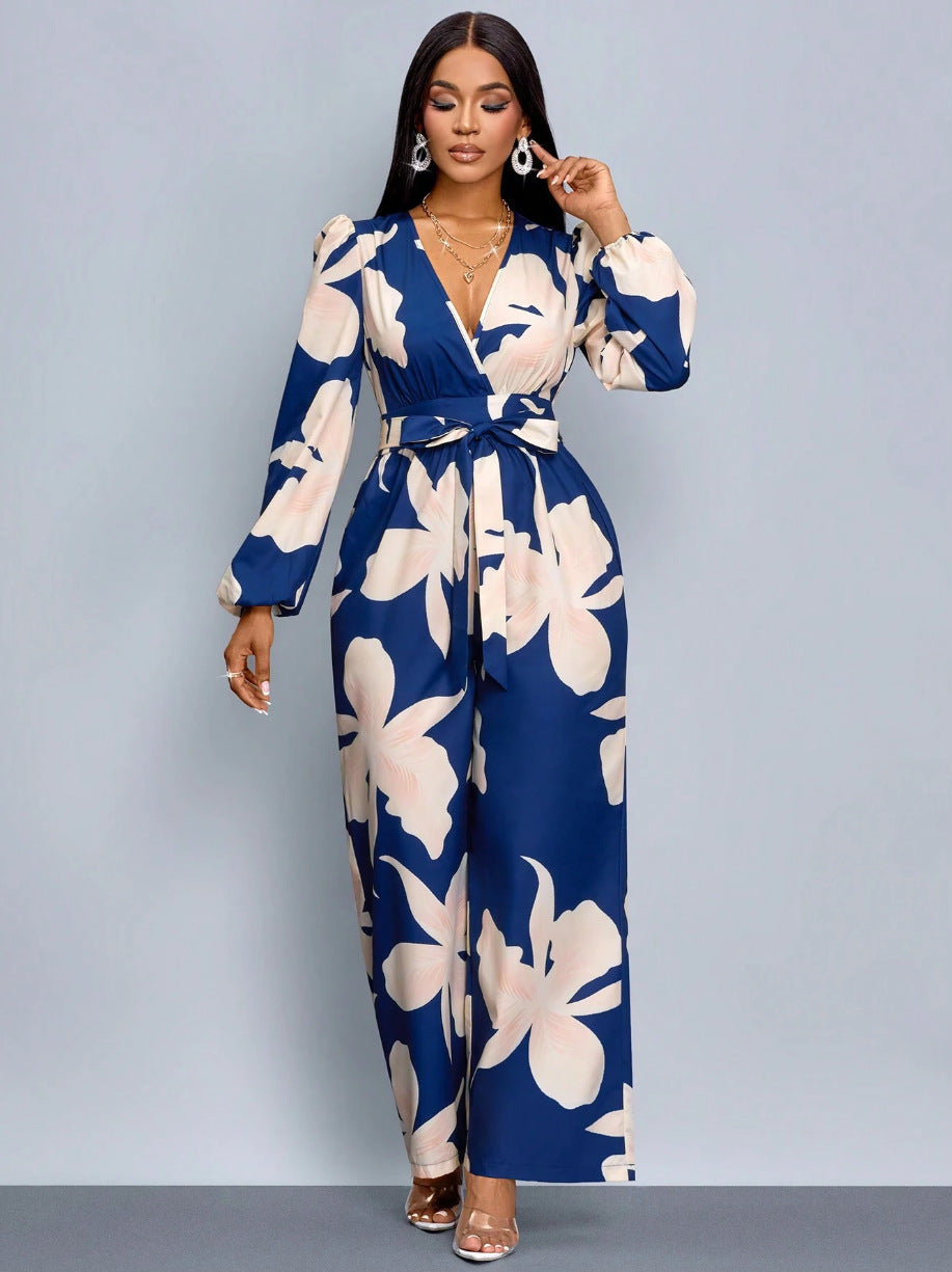 Women Elegant Maxi Dress with Deep V-Neck and Novoline Mune Fashion