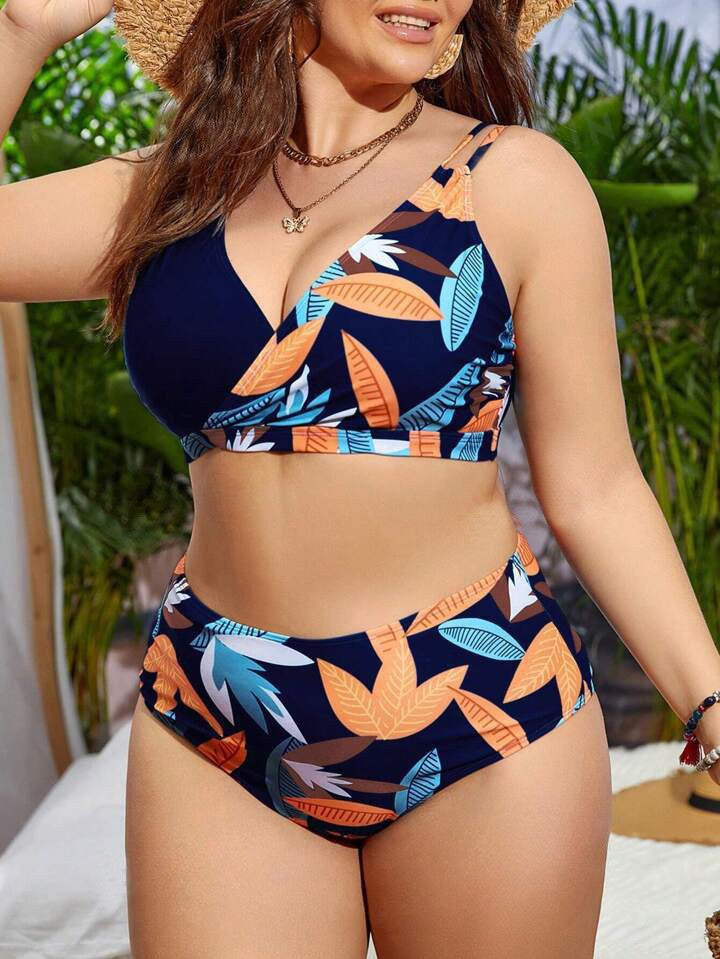 Women's High-Cut Bikini with Wrap Design and Floral Pattern Mune Fashion