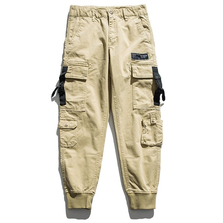 Men's Cargo Jogging Pants with Multifunctional Pockets, Adjustable Straps & Ribbed Cuffs Mune Fashion