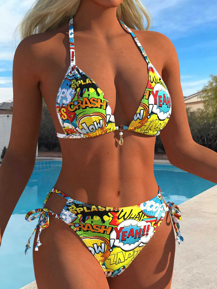 Women's Triangle Bikini Set with Adjustable Straps and Trendy Lacing Details Mune Fashion