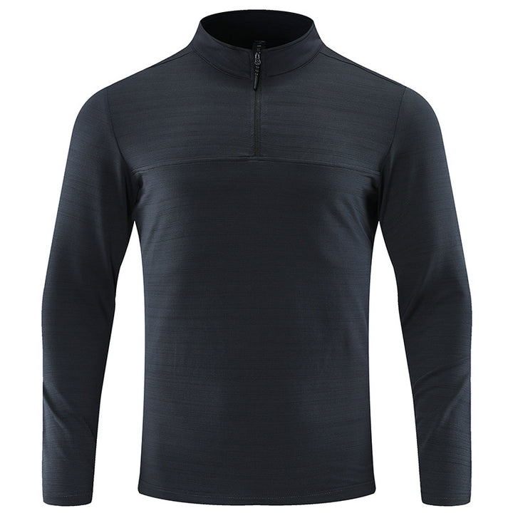 Men's Thermal Long Sleeve Shirt with Half Zip and Stand Collar Mune Fashion