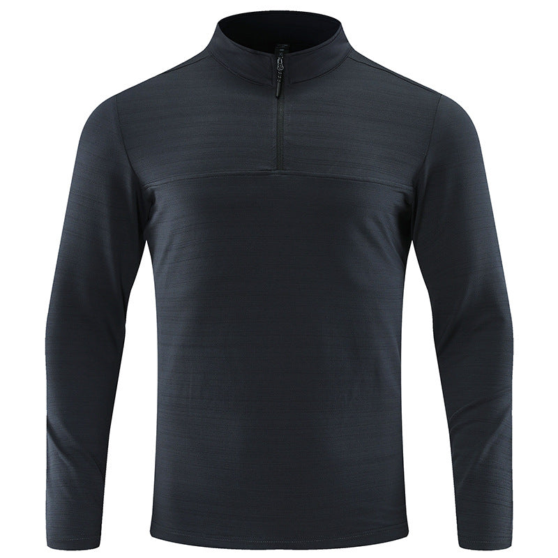 Men's Functional Half-Zip Long Sleeve Shirt with Stand-Up Collar and Breathable Stretch Material Mune Fashion