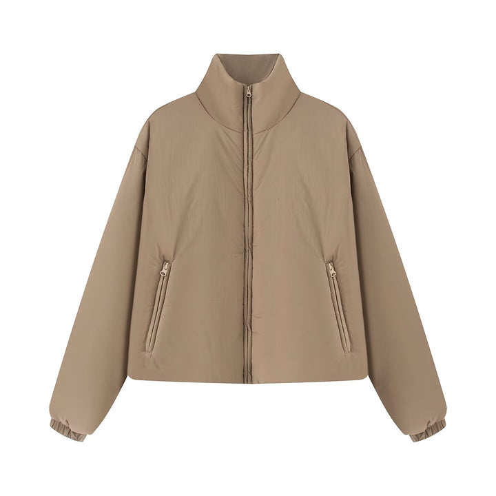 Women short-cut quilted puffer jacket with high stand-up collar Drune