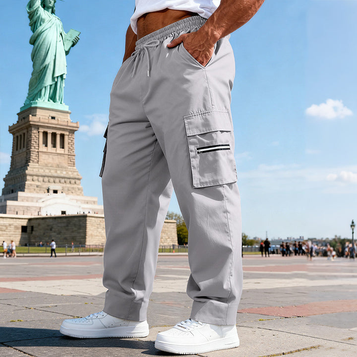 Men's cargo leisure trousers with elastic waistband, drawstring & zip pockets Mune Fashion