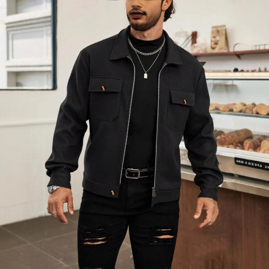 Men's CPO-inspired overshirt jacket with patch chest pockets and zipper Mune Fashion