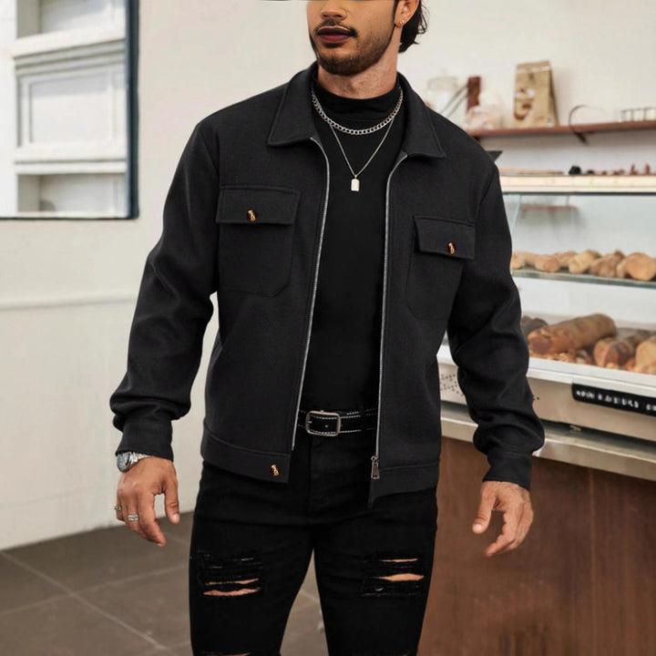 Men's CPO-inspired overshirt jacket with patch chest pockets and zipper Mune Fashion