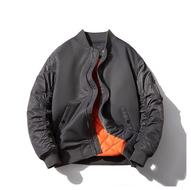 Men's Quilted Bomber Jacket with Stand-Up Collar, Padded Cut and Arm Pocket Mune Fashion