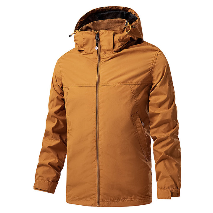 Men's lightweight packable rain and wind jacket with adjustable hood and microfleece collar Mune Fashion