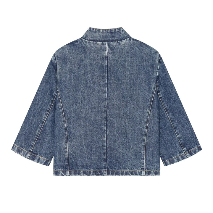 Women's short jacket made of denim in a boxy cut with stand-up collar Drune