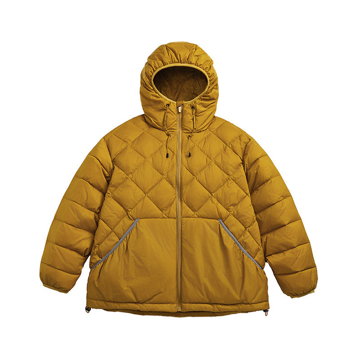 Unisex Boxy quilted jacket with hood, diamond quilting and two-way zipper Mune Fashion