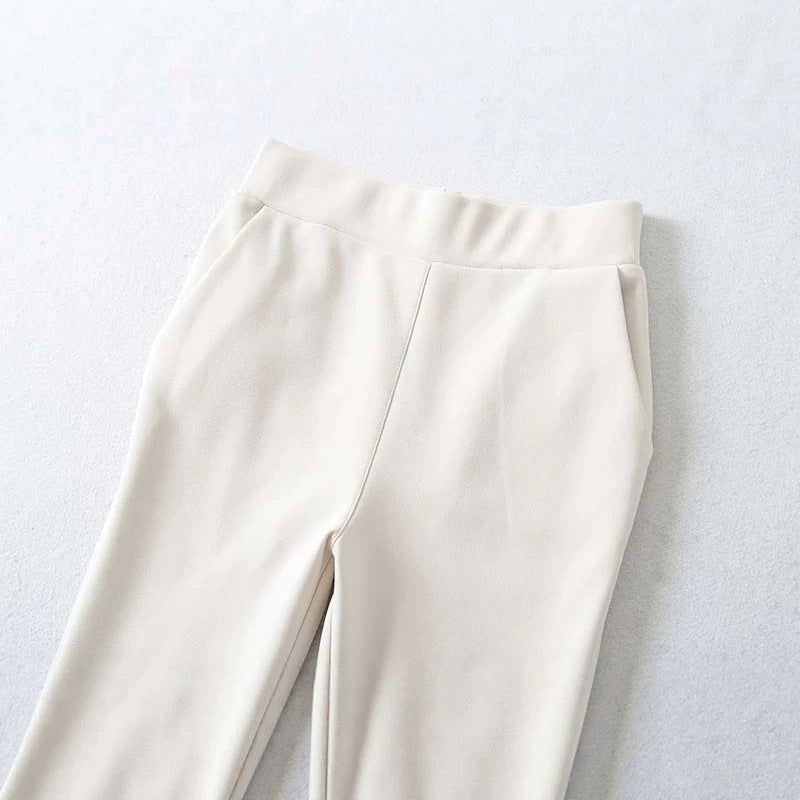 Women's High-Waisted Stretch Flared Pants with Wide Hem Mune Fashion