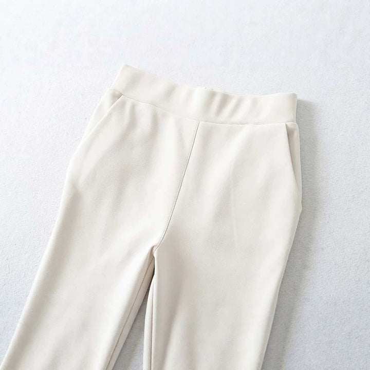 Women's High-Waisted Stretch Flared Pants with Wide Hem Mune Fashion