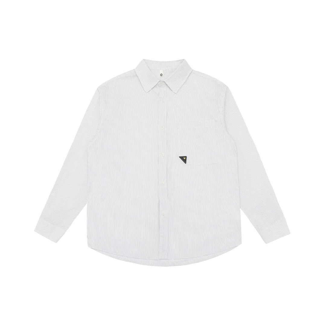 Men's Loose Striped Cotton Shirt with Chest Pocket and Kent Collar Mune Fashion