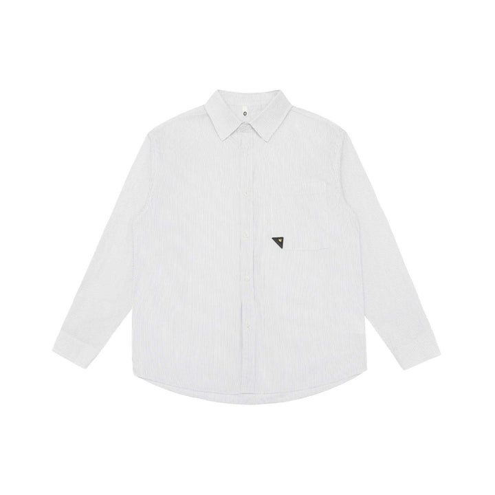 Men's Loose Striped Cotton Shirt with Chest Pocket and Kent Collar Mune Fashion