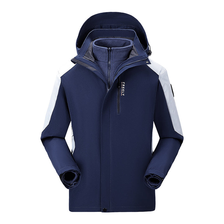 Men's non-waterproof three-piece winter jacket with removable hood and fleece inner jacket Mune Fashion
