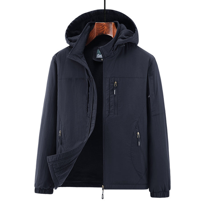 Men's Lightweight Wind and Thermal Softshell Jacket with Hood, Fleece Lined & Multi-functional Pockets Mune Fashion