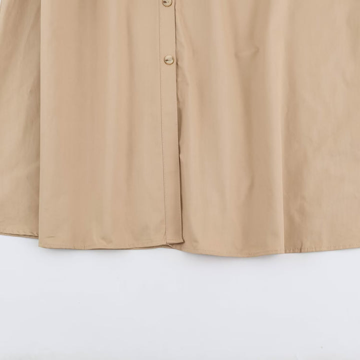 Women's shirt blouse midi dress with belted waist and turn-up sleeves Mune Fashion