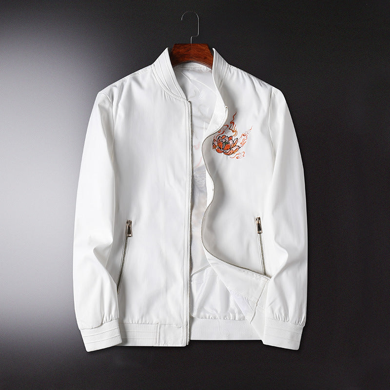 Men's bomber jacket with oriental tiger embroidery, lightweight microfiber outer layer and ribbed cuffs Mune Fashion