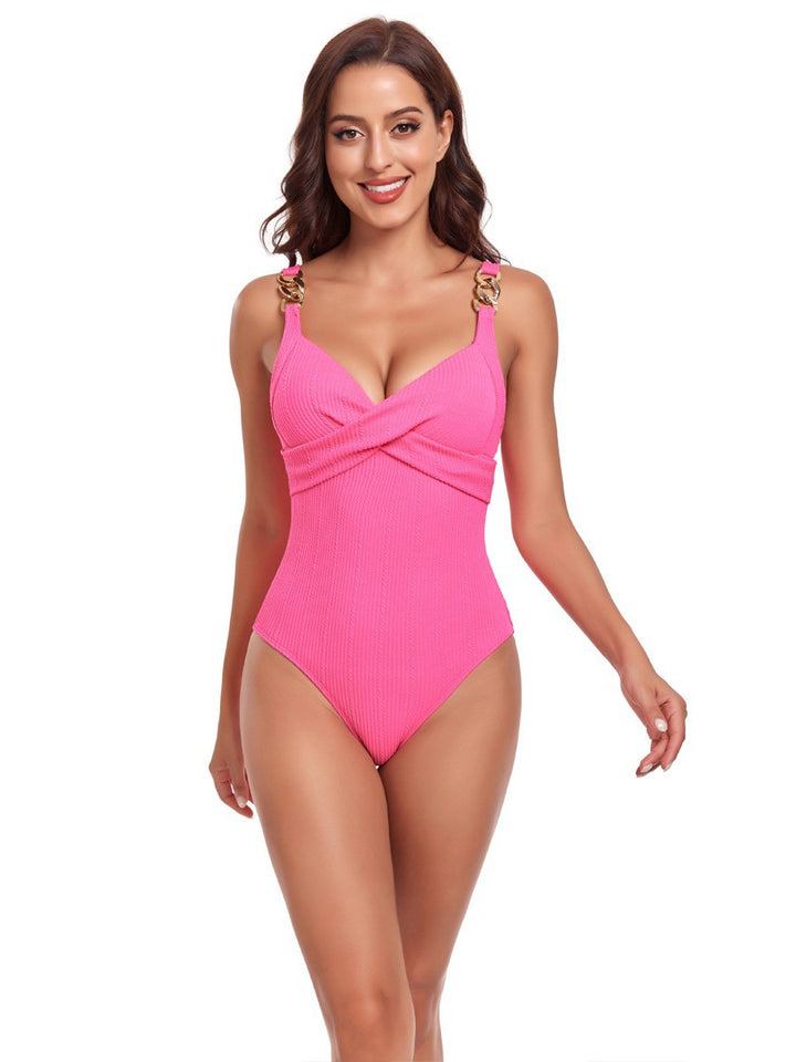 Women's One-Piece Swimsuit with Elegant Wrap Design and Adjustable Straps Mune Fashion