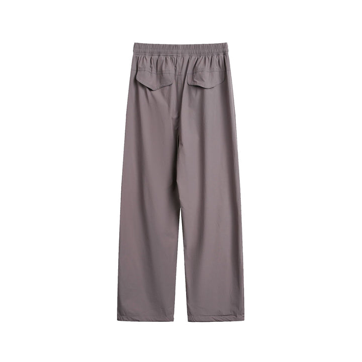 Men's Wide Relaxed Cargo Pants with Elastic Waistband and Drawstring