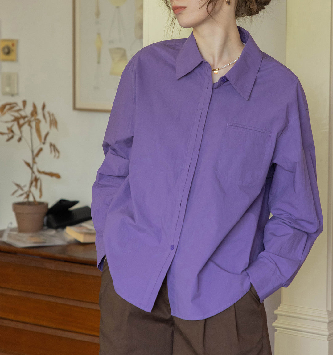 Women's Oversized Shirt Blouse with Chest Pocket Mune Fashion
