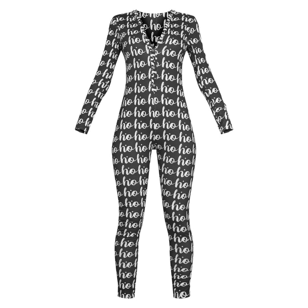 Women's Cozy Jumpsuit with Christmas Design and Long Sleeve Mune