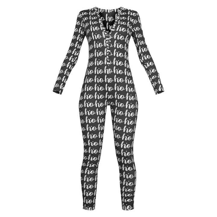 Women's Cozy Jumpsuit with Christmas Design and Long Sleeve Mune