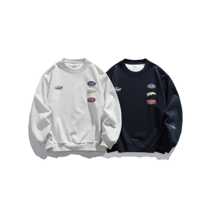 Unisex Oversize Sweater with Round Neck, Badge Applications and Ribbed Cuffs Mune Fashion