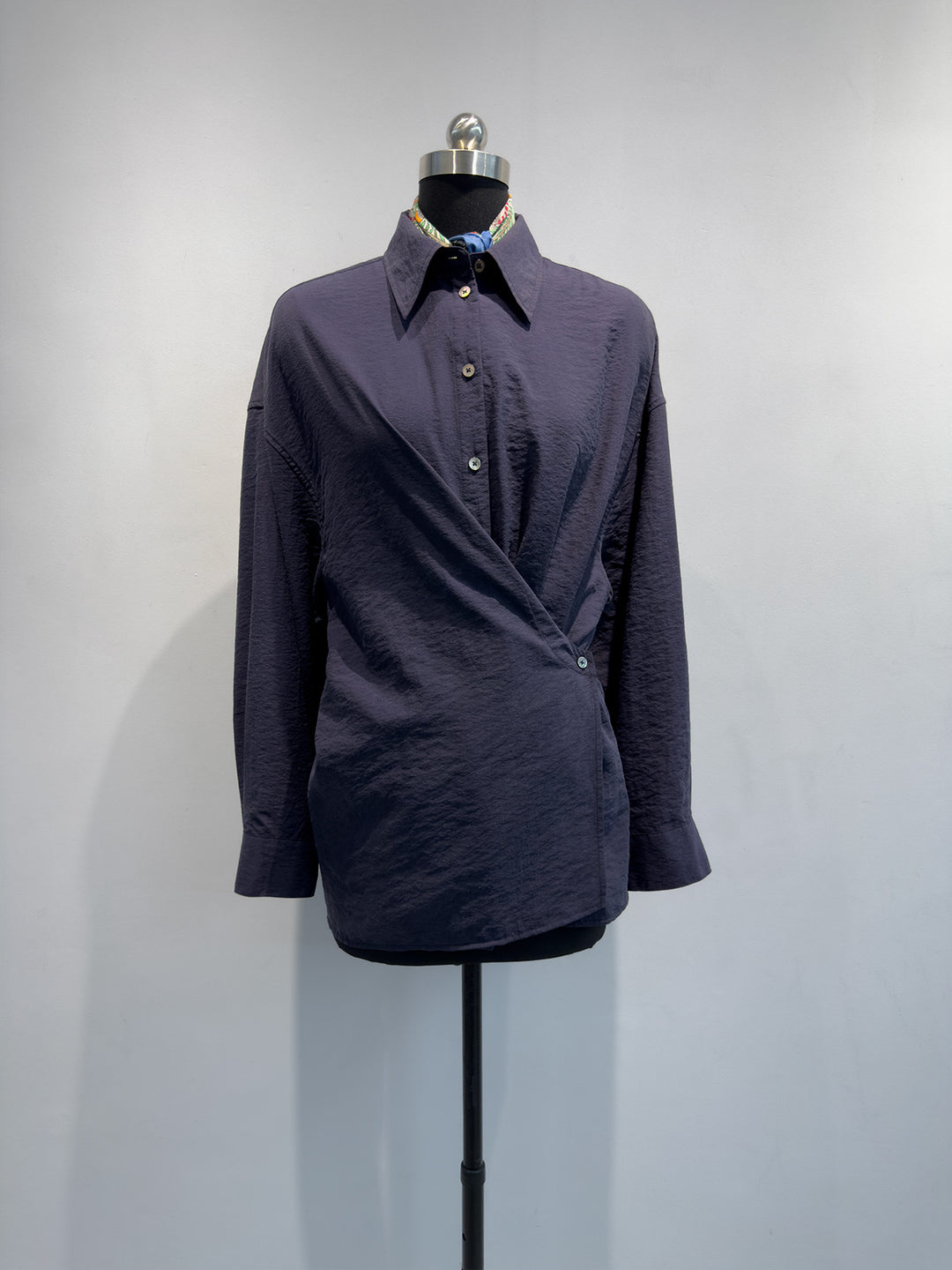Women Casual Twist-Front Button-Up Shirt Drune