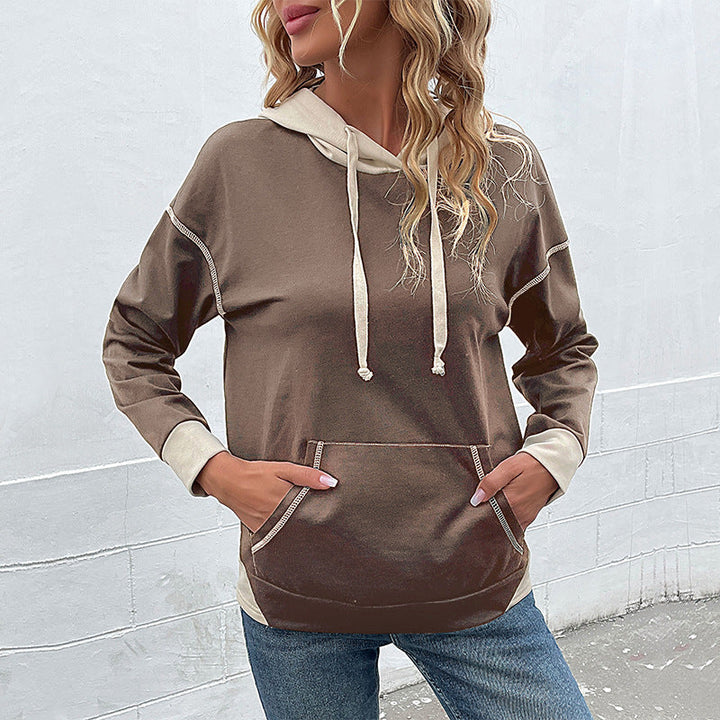 Women's hoodie with contrast trim, kangaroo pocket and casual oversized fit Mune Fashion