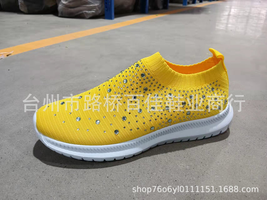 Women’s Elastic Knit Sneakers with Gemstone Detailing Mune Fashion