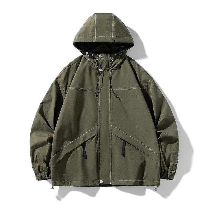Men's Sporty Transitional Jacket with Adjustable Hood Closure Mune Fashion