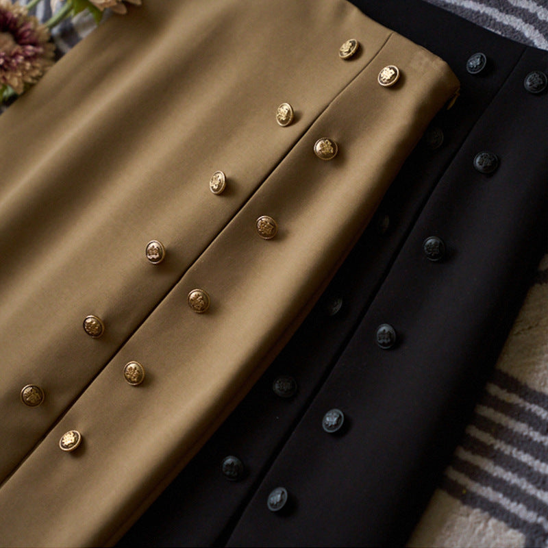 Women Elegant Pencil Skirt with Button Details Mune Fashion 1789268812