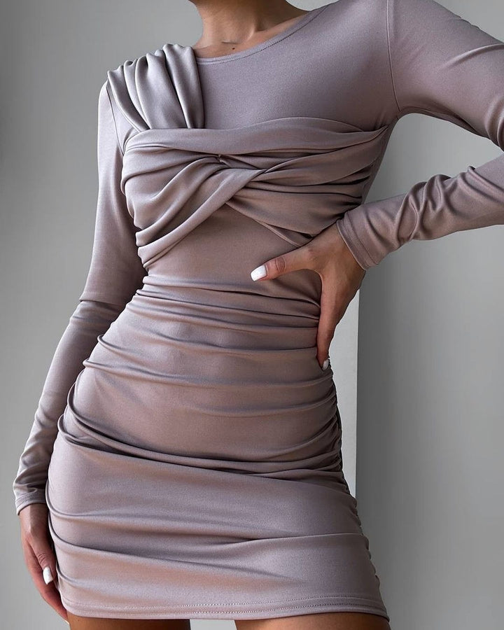 Women Figure-hugging draped Minidress with long sleeves Mune Fashion