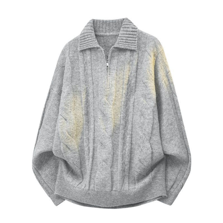 Women Oversize Cable Knit Sweater with High Roll Neck and Button Placket Mune Fashion