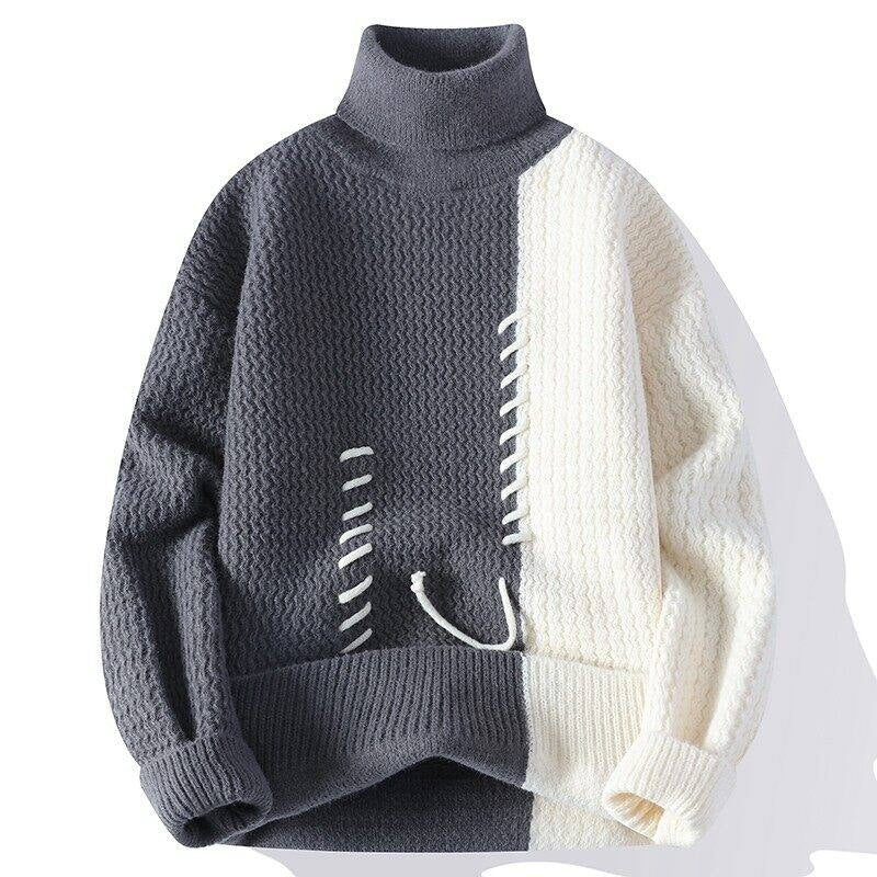Unisex oversized knit sweater with cable pattern and decorative stitching Mune Fashion
