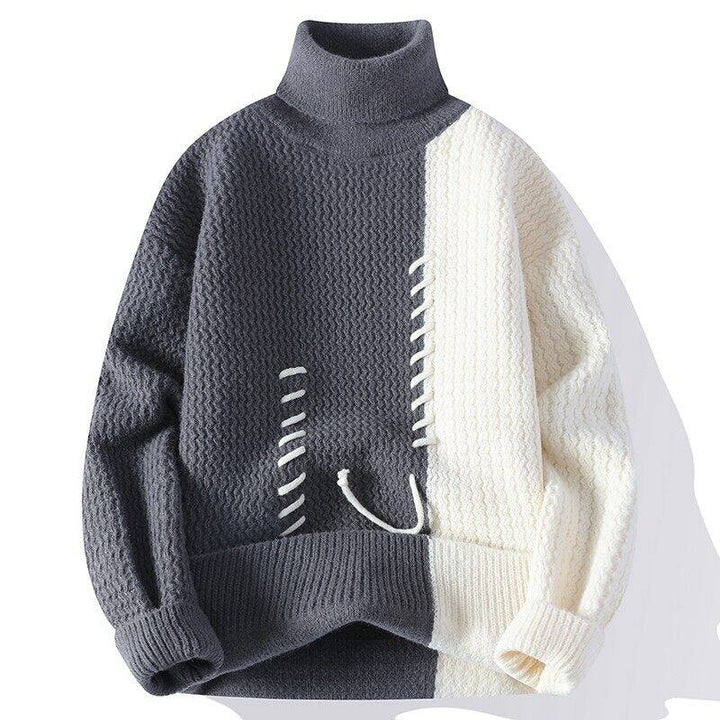 Unisex oversized knit sweater with cable pattern and decorative stitching Mune Fashion