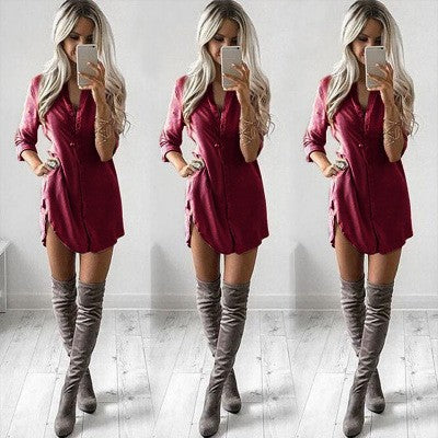 Women's shirt dress made of viscose blend with tailored cut and side slits Mune Fashion