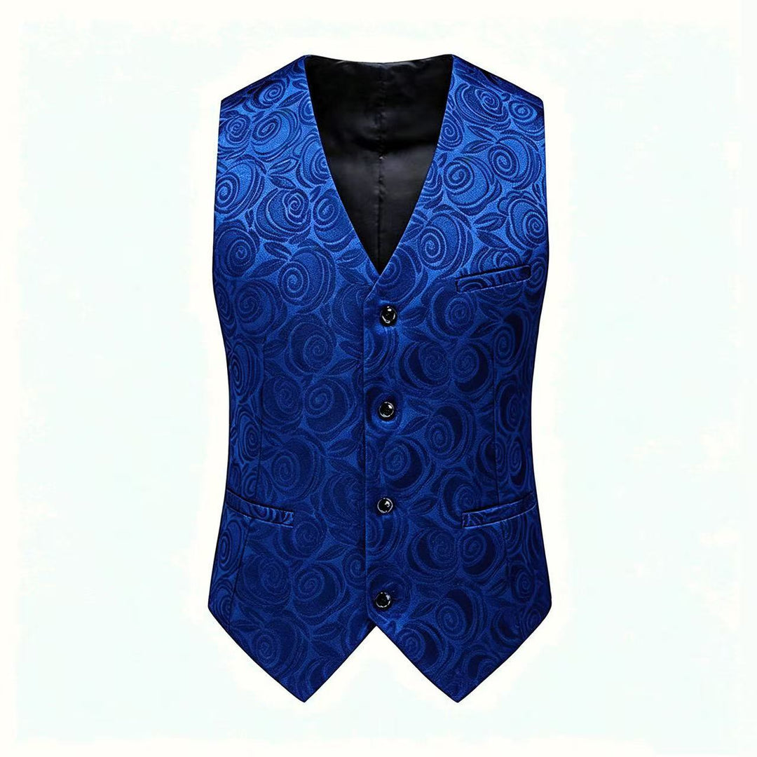 Men's jacquard vest with ornamental structure, pointed hem and satin back Mune Fashion
