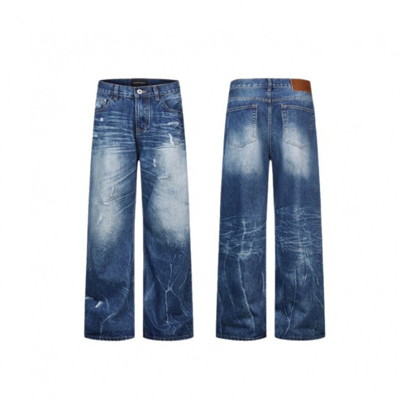 Women Wide-Cut High-Waist Jeans with Used Effect, Distressed Details, and Five-Pocket Cut Mune Fashion