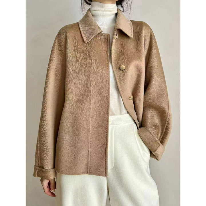 Women's teddy jacket with shirt collar and concealed button placket Mune Fashion