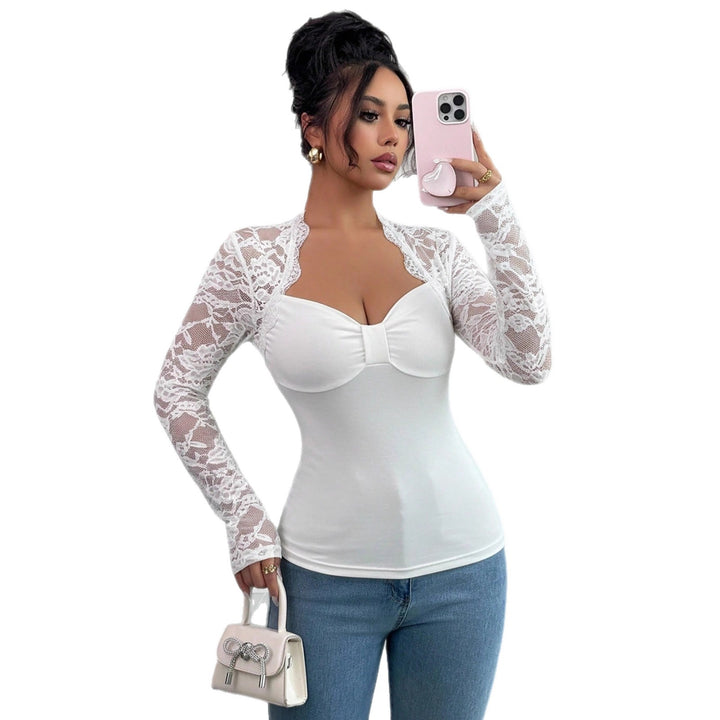 Ladies nan fine lace shoulder jacket with stand-up collar and fitted sleeves Mune Fashion