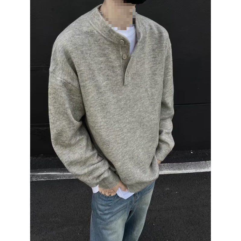 Men's Casual Knit Sweater with Button Placket Mune Fashion